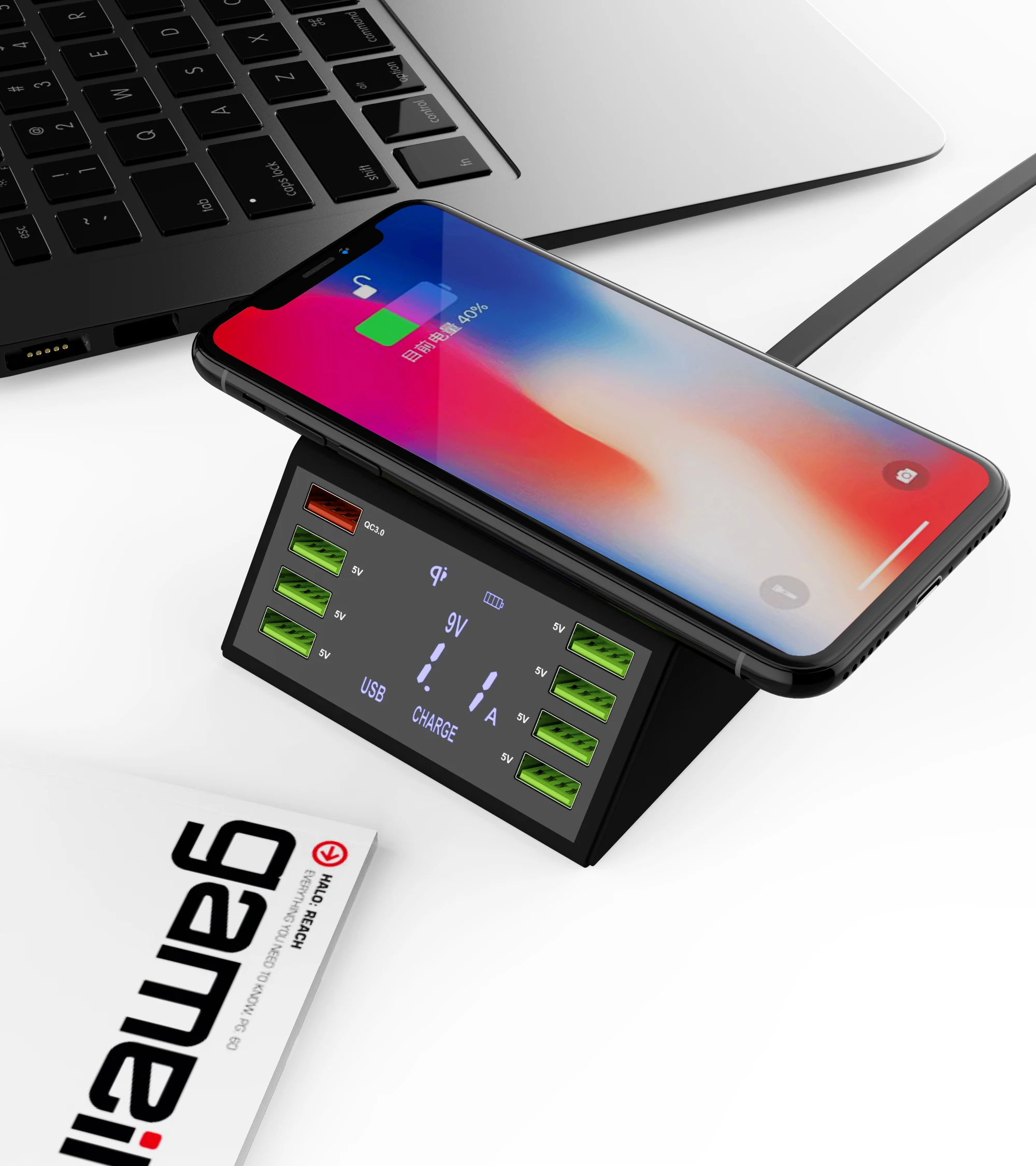 Беспроводное зарядное устройство QC 3 0 Быстрая зарядка Мульти USB порт умное