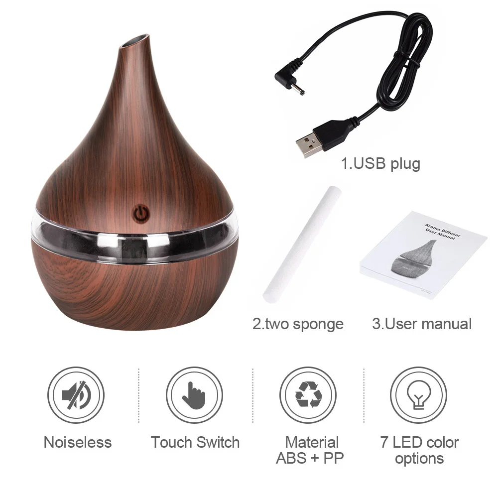 Ультразвуковой увлажнитель воздуха KBAYBO 300 мл USB диффузор эфирного масла