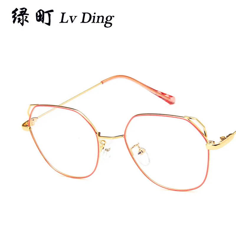 PLINTH Brille Okuma Gozluk Retro Cat Ears Metal Flat Mirror Trend Myopia Glasses Frame Polygon Literary Kickoff | Аксессуары для