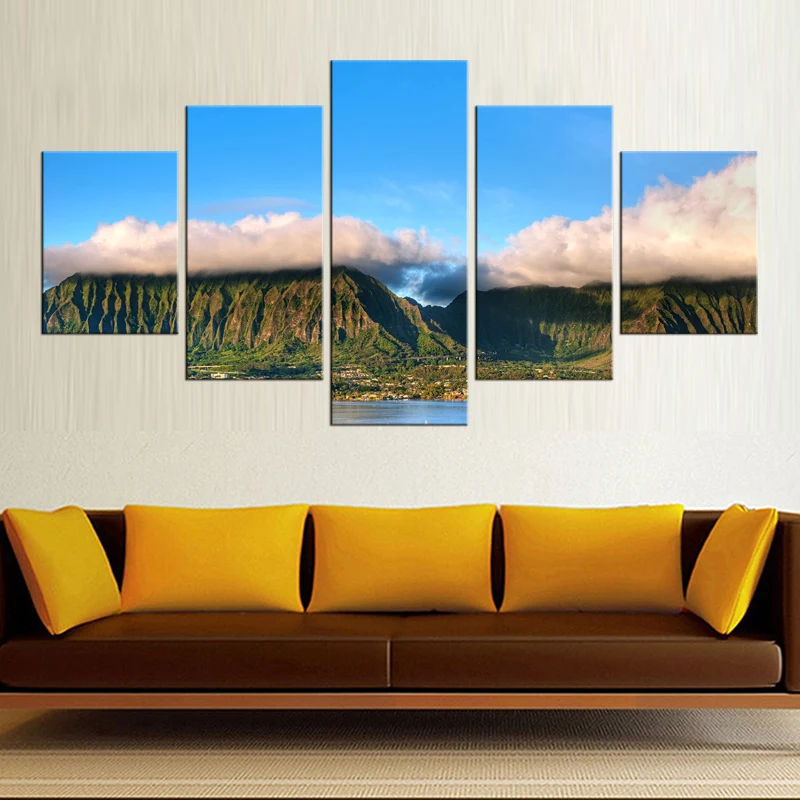 5 Pieces Free shipping HD print landscape canvas painting barn rocky mountains paintings Home decoration Framed | Дом и сад