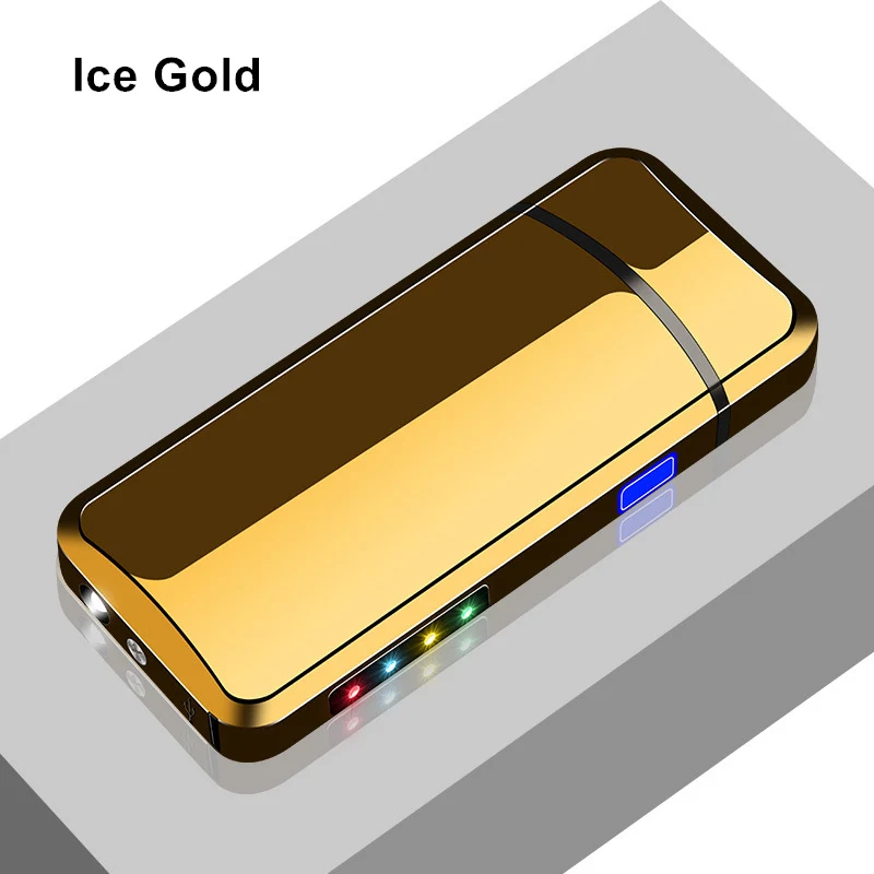 Ice Gold Светодиодный светильник электронная USB Зажигалка Ветрозащитная беспламенная двойная дуга сигаретный светильник er модные гаджеты аксессуары для курения плазменный светильник - Цвет: Ice Gold