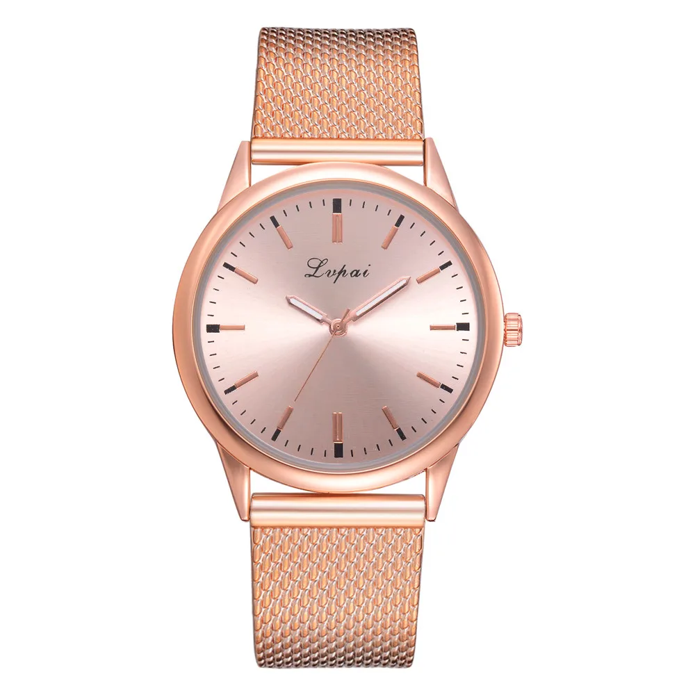 Rose Gold LVPAI роскошные часы Женское платье браслет часы Мода Кристалл кварцевые наручные часы классические женские повседневные часы 533 - Цвет: Rose Gold
