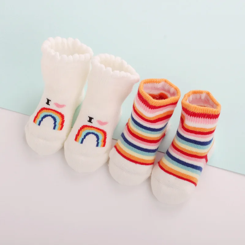 Новинка Осень-зима 2019 утолщенные милые носки для малышей с радужным кольцом