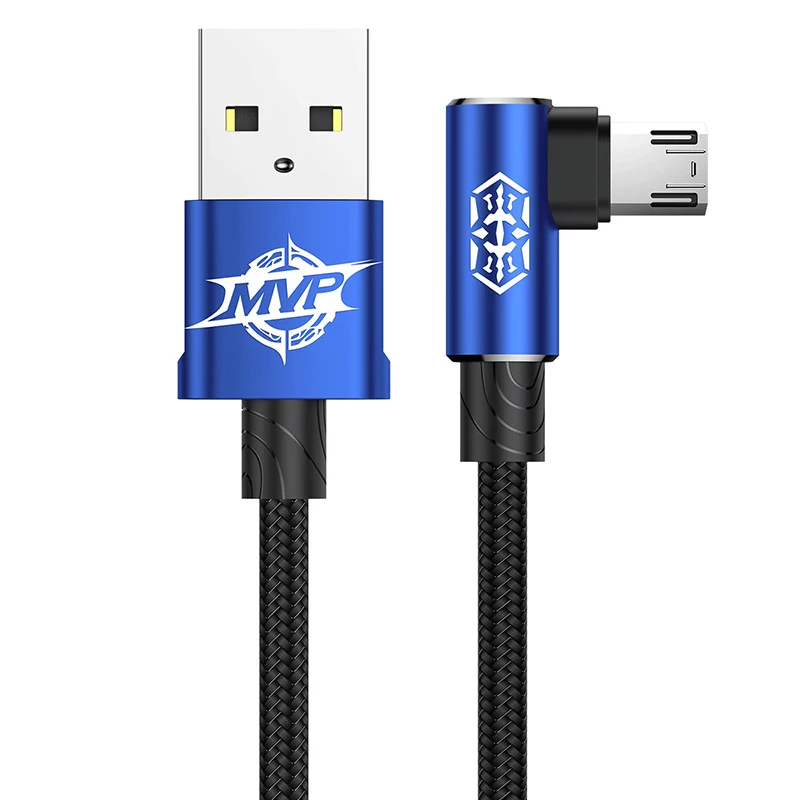 Синий Baseus Micro USB кабель Реверсивный 2A Быстрая зарядка синхронизации данных Кабель Microusb для Xiaomi Redmi 4x Note 4 Android кабель мобильного телефона - Цвет: Синий
