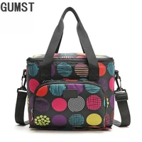 new oxford double layer cooler lunch bag printed insulated thermal food picnic handbag portable shoulder lunch box tote