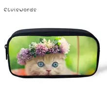ELVISWORDS Милая гирлянда с принтом кота пенал Kawaii женские косметички