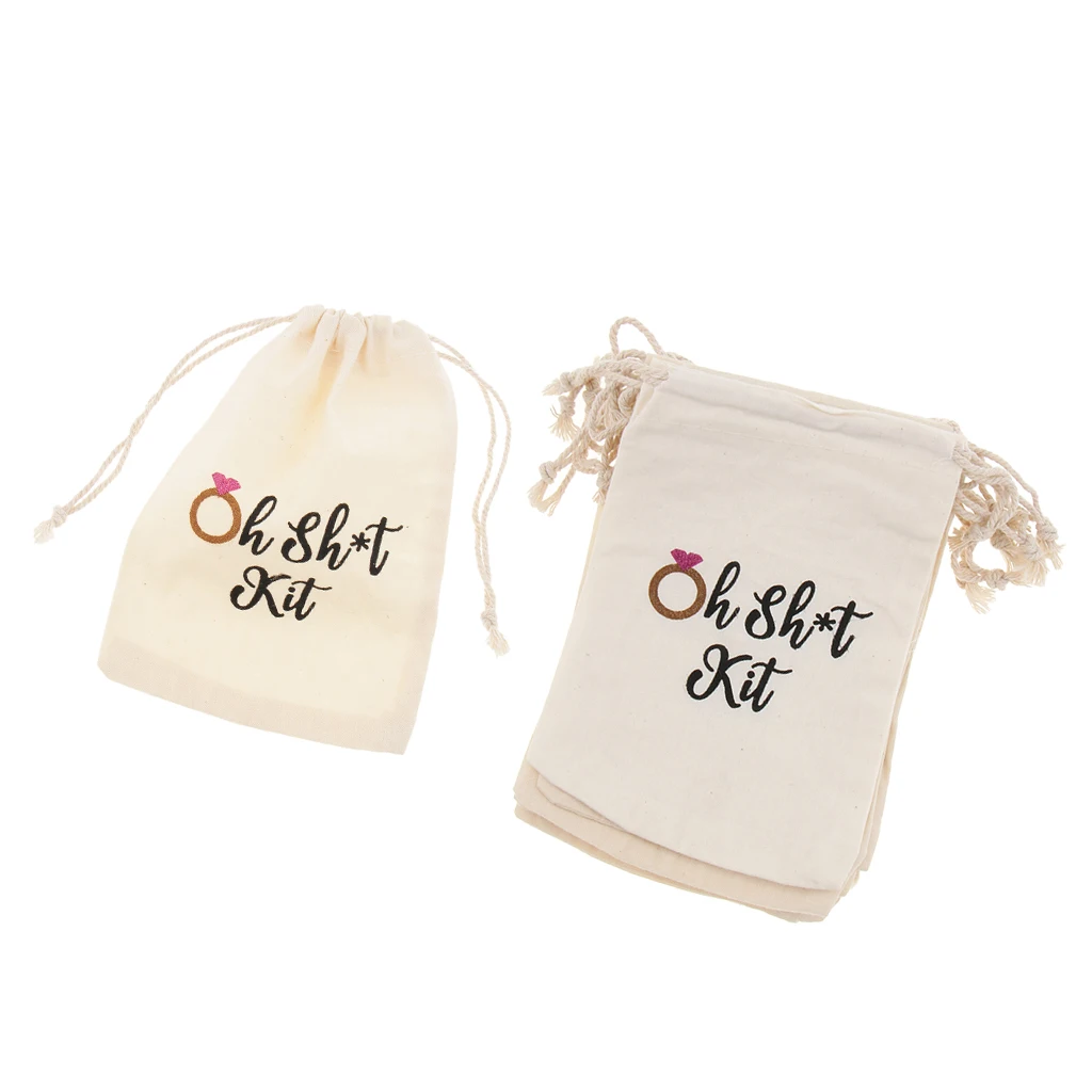 

20pcs Oh Shit Kit Cotton Linen Jewelry Pouch Drawstring Bag Wedding Favor