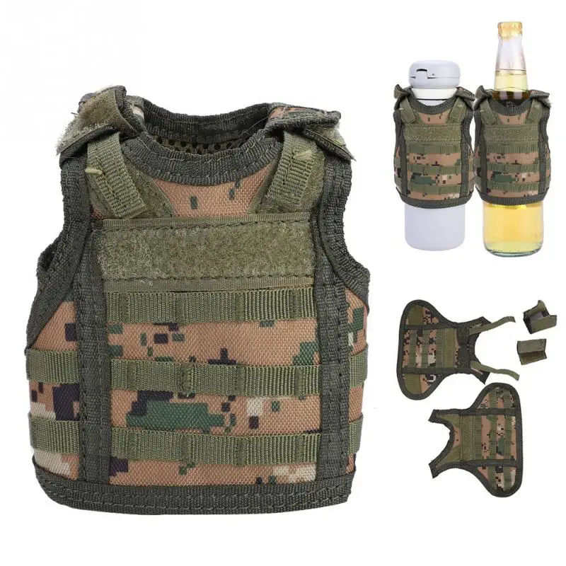 Jungle Camo Пивной жилет мини-тактика военный жилет для пивной бутылки миниатюрный винная бутылка крышка жилет охладитель напитков Кемпинг походные аксессуары - Цвет: Jungle Camo