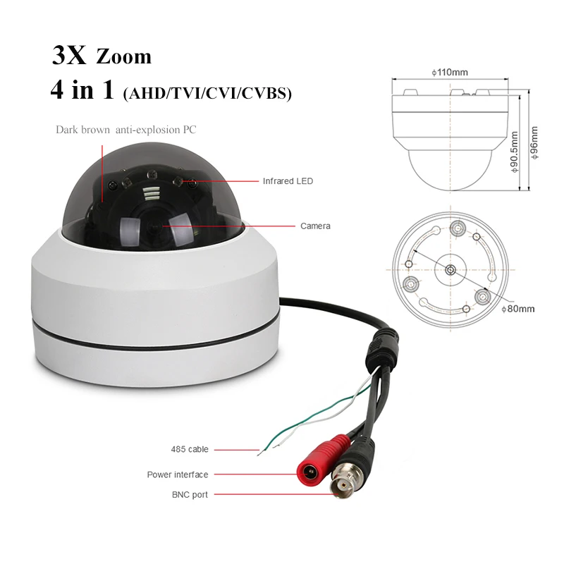 LEF Mini PTZ IP камера 1080P 3X 4X Zoom Моторизованный 4 в 1 AHD / TVI CVI CVBS видео наблюдение