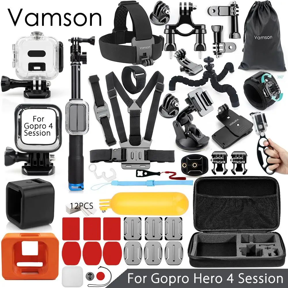Vamson для Gopro 5 Session 4 аксессуары Супер комплект водонепроницаемый корпус чехол Go pro