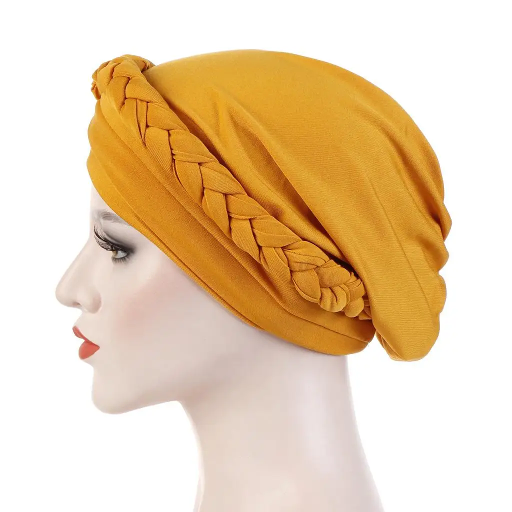 

Muslim Women Braid Hat Beanies Skullies Beading Cancer Chemo Cap Turban Headscarf Wrap Islamic Arab Bonnet Hair Loss Hat Fashion