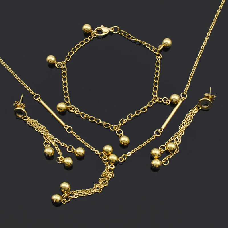 ATGO Модные женские ювелирные изделия круг золотой цвет бусы ожерелье браслет