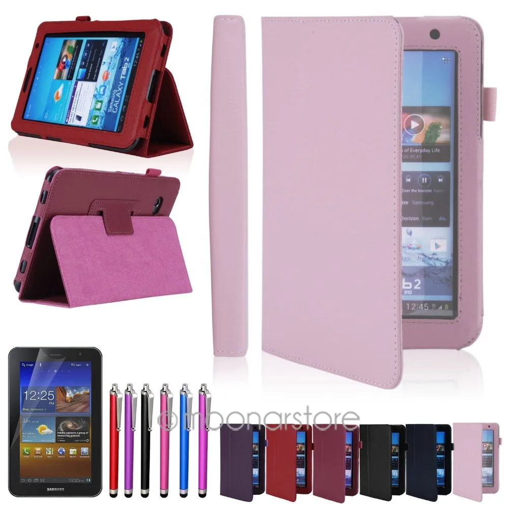 Чехол-книжка для Samsung Galaxy Tab 2 из искусственной кожи с подставкой стилусом и
