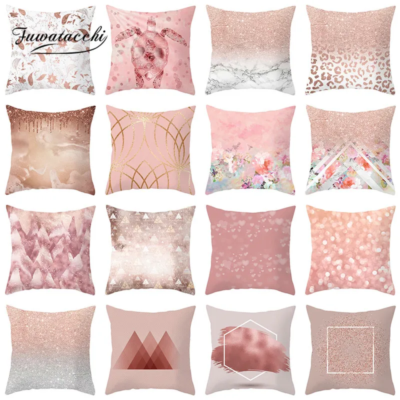 Чехол на подушку Fuwatacchi из розового золота наволочки с геометрическим цветком
