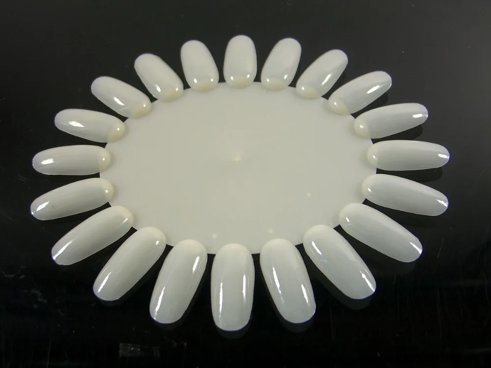 

3x PCS SET NATURAL IVORY COLOR ELLIPTICAL NAIL ART PRACTICE DISPLAY TIPS WHEEL