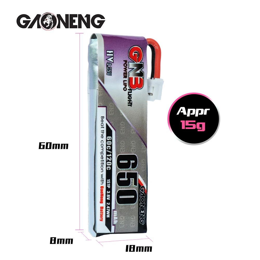 4 шт. Gaoneng 650 мАч 3 8 в 60C HV Lipo батарея PH2.0 разъем для Emax Tinyhawk Happymodel Snapper7 E010 M80S Tiny7 Beta85