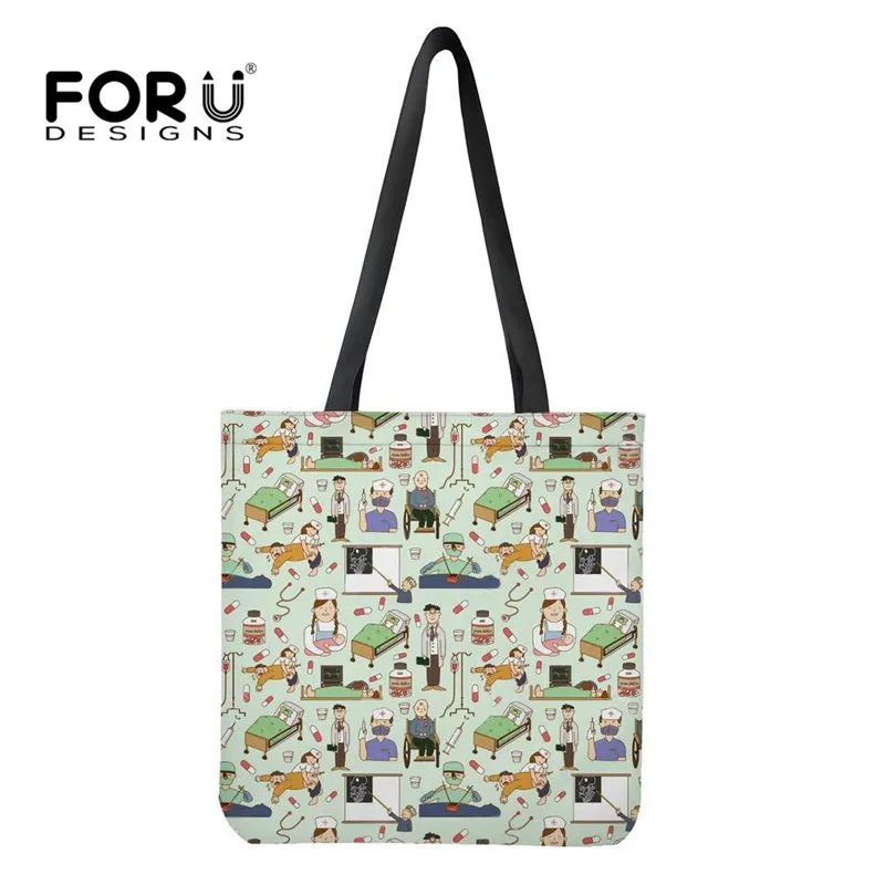 FORUDESIGNS/сумки для покупок с рисунком медсестры, повседневная женская Льняная сумка, экологичные большие холщовые сумки, сетка для хранения - Цвет: HXA314Z22