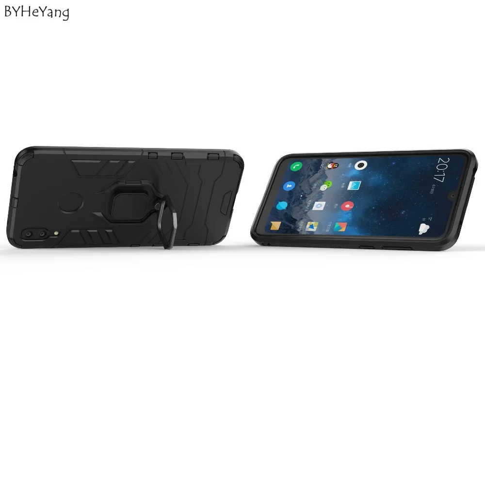 Для huawei Y7 чехол Y7() противоударный металлический палец кольцо держатель стенд гибридный жесткий чехол TPU бампер для huawei Y 7 сумки