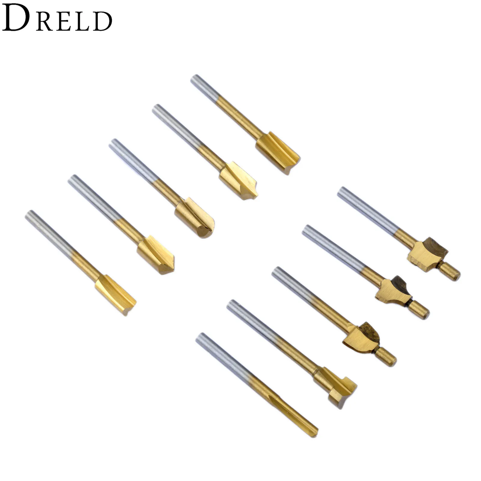 DRELD 10 шт. 1/8 "Хвостовик HSS деревообрабатывающие фрезы Деревообрабатывающие