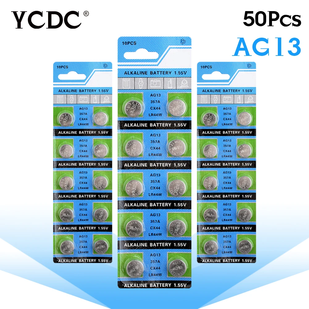 50 шт. щелочные батарейки LR44 LR1154 SR44 A76 357A 303 357|a76 lr44 battery|battery lr44batteries batteries |