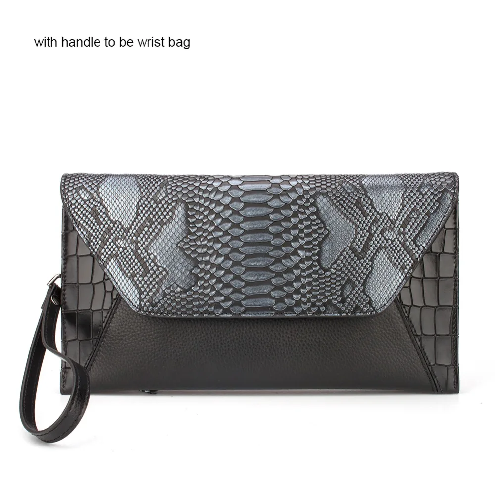 Сумка на плечо из натуральной кожи женская сумка клатч змеиной 2 отделения|wristlet