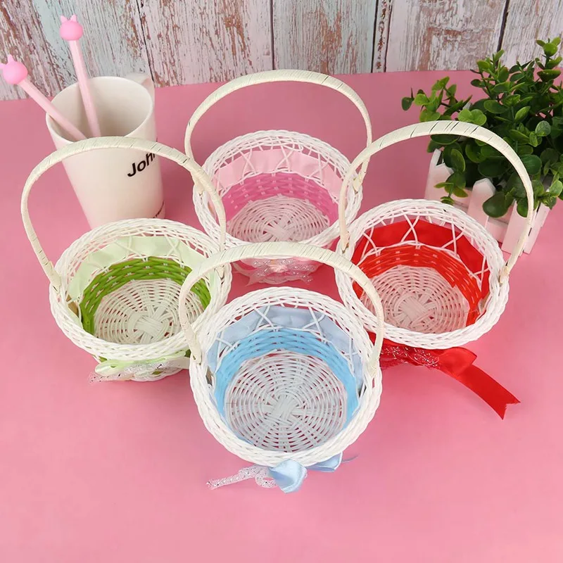 Mini Plastic Weaving Basket craft decor Simulate Fruit Rattan Storage Box For Cosmetics Tea Picnic Basket Organizer Handiwork
