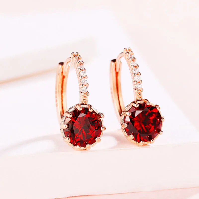 Женские серьги-гвоздики Pendientes Mujer, ювелирные изделия Brincos Orecchini Aretes, серьги Brinco, модные серьги, серьга Brinco Oorbellen - Окраска металла: 3 gold red zircon
