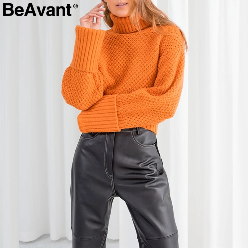 Женский винтажный свитер BeAvant вязаный с высоким воротом и широким длинным
