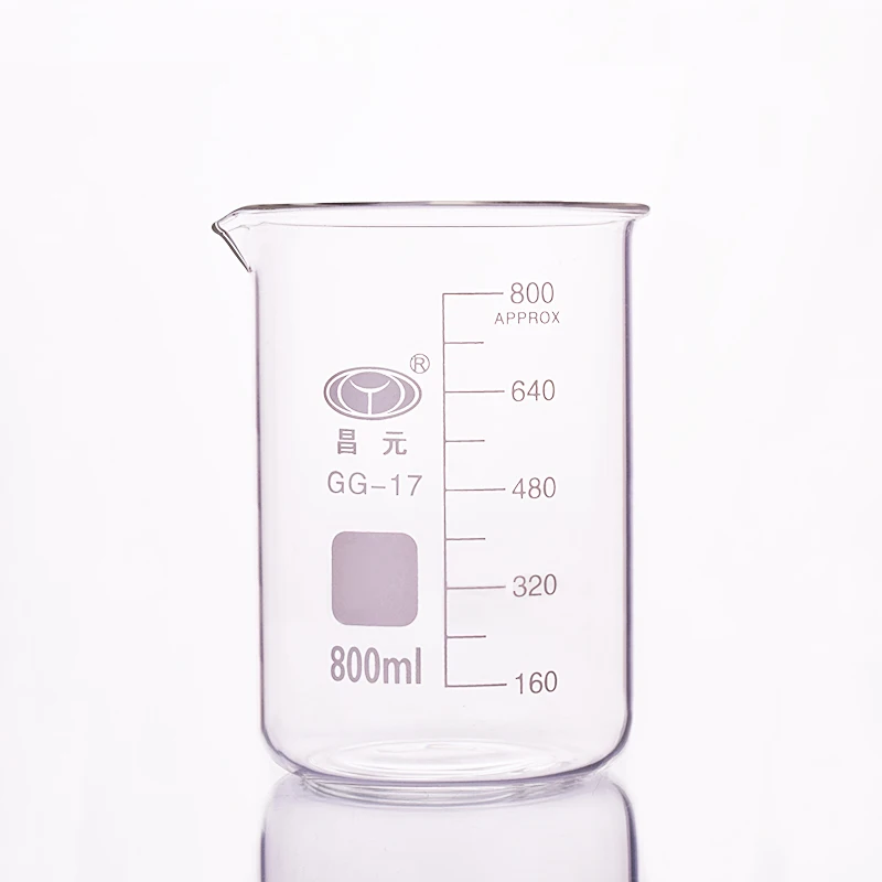 2pcs Beaker in low form,Capacity 800ml,Outer diameter=100mm,Height=135mm,Laboratory beaker
