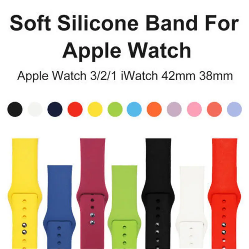 Силиконовый ремешок для Apple Watch 3/2/1 сменный на запястье 38 мм 42 IOS Smartwatch I цветной