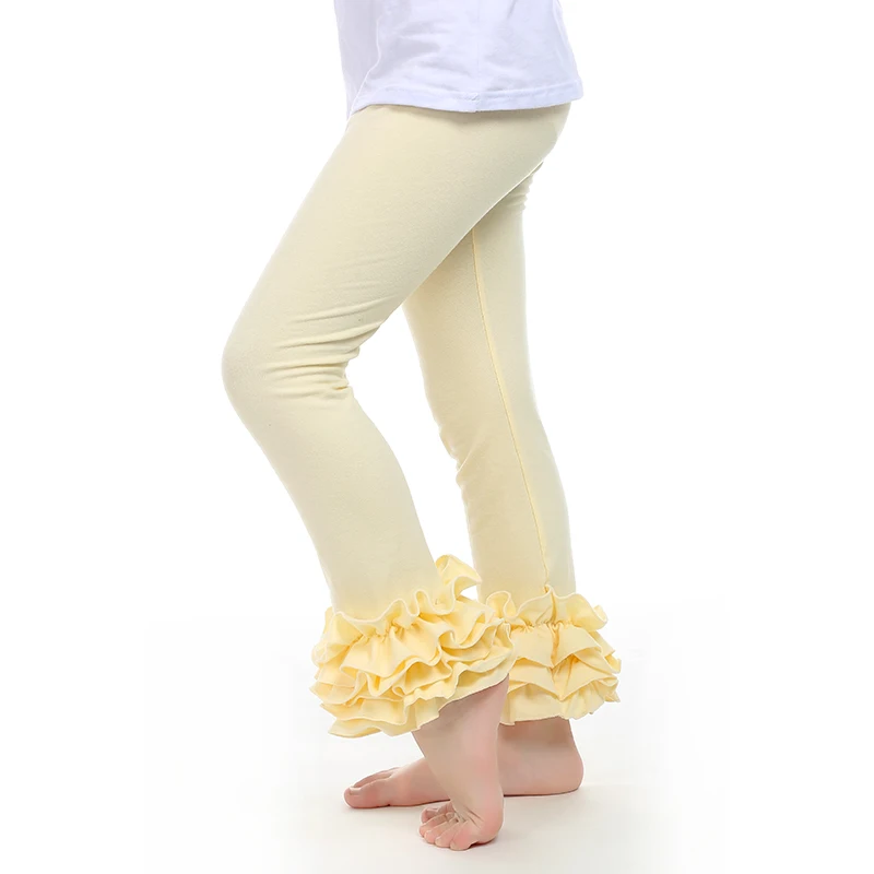 Леггинсы с тройной оборкой для девочек леггинсы двойной маленьких штаны