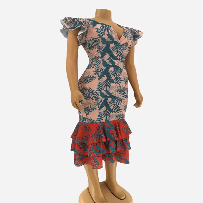 Женское платье с длинным рукавом длинное Бандажное Русалочка в африканском