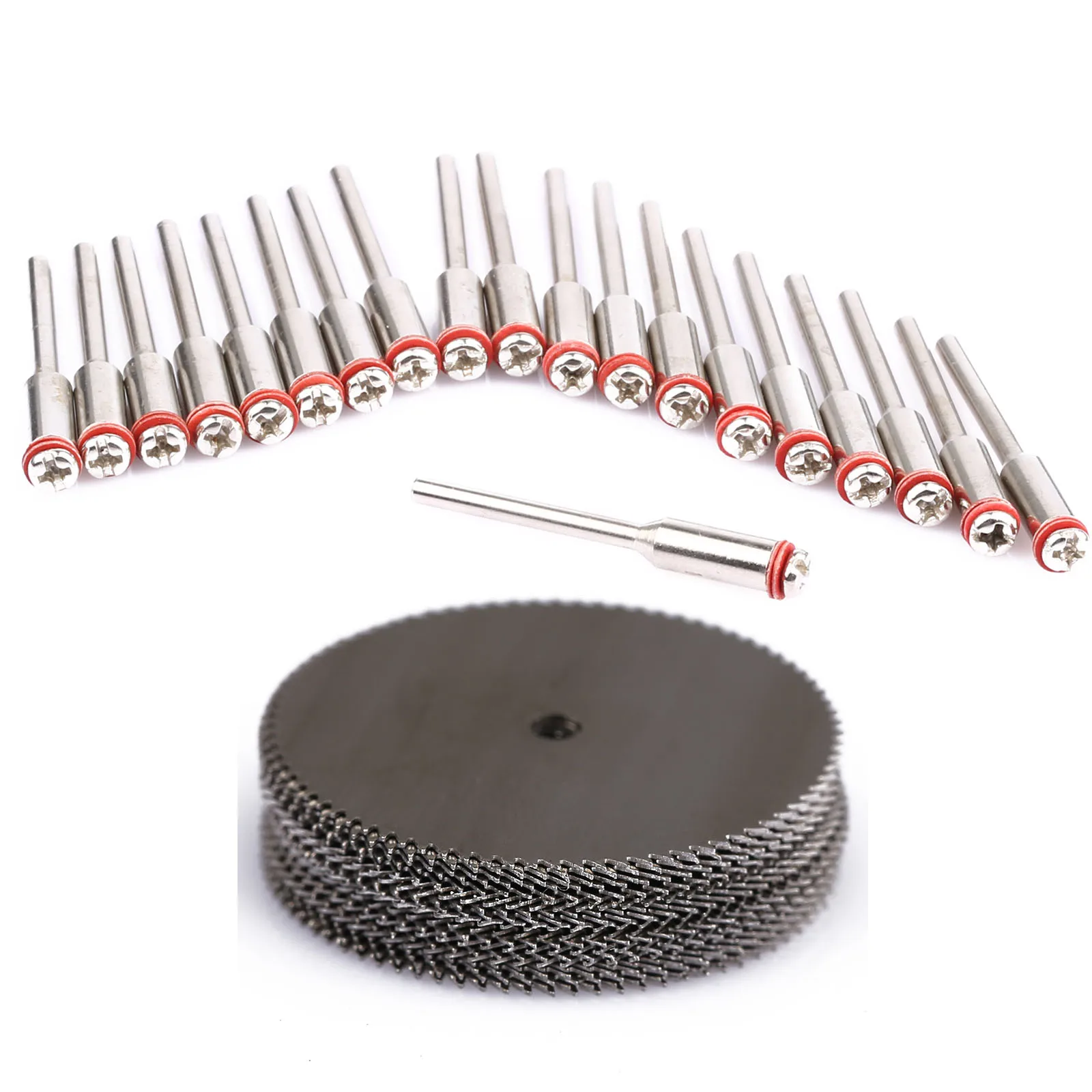 

20Pcs 25mm Wood Cutting Disc Circular Saw Blade for Woodworking Rotary Tool+10Pc 3.175mm Mandrel Wheel Holder Dremel Accessories