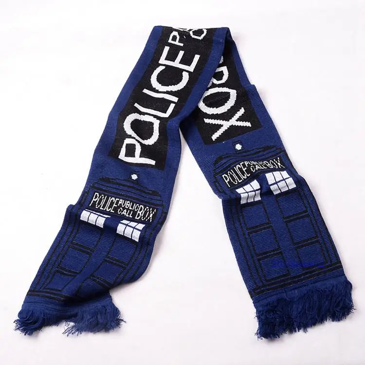 Женский вязаный костюм для косплея Dr Doctor Who синий теплый шарф в полоску 8 дюймов