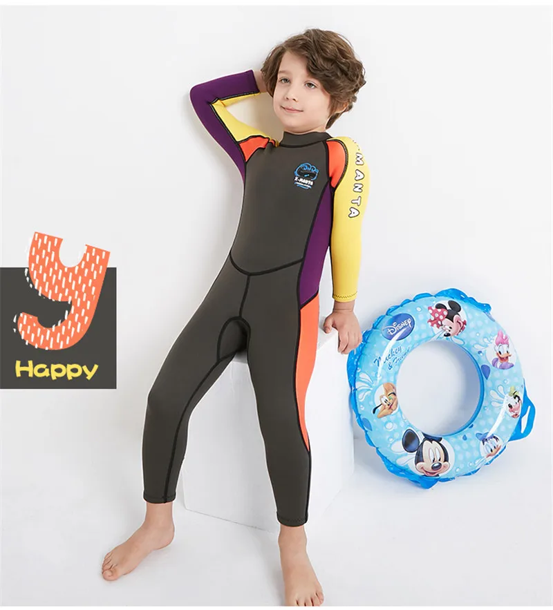 

Kids Diving Suit 2.5MM Neoprene Wetsuit children for boys Keep Warm One-piece Long Sleeves UV protection Swimwear