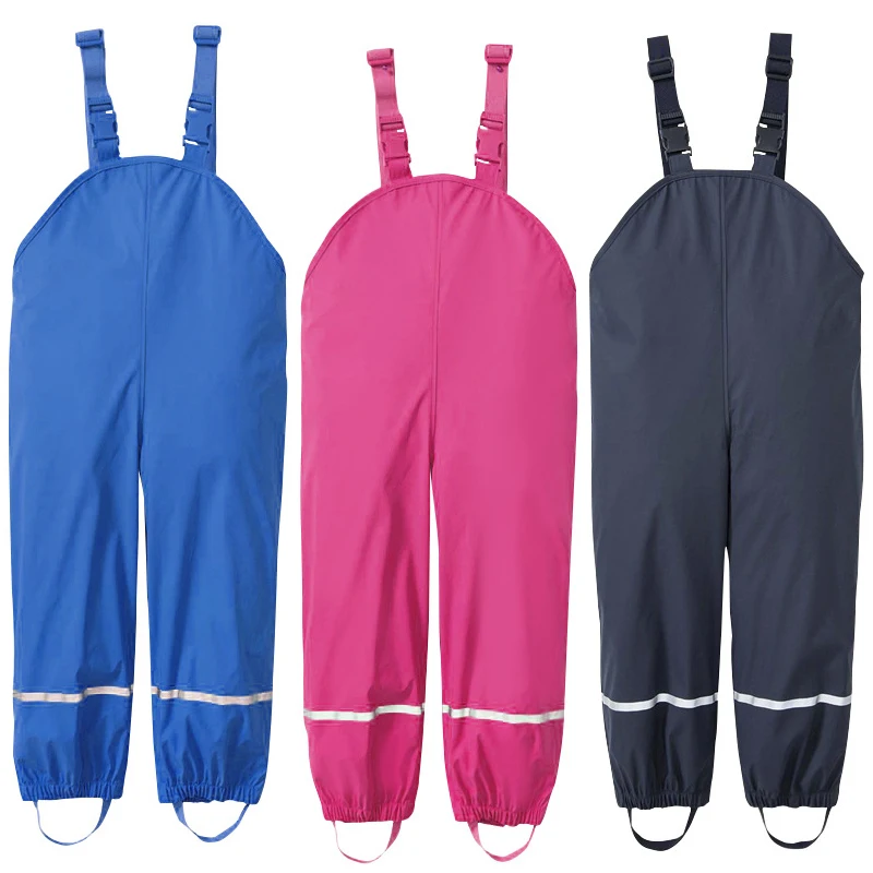 2019 Rain Boys Overalls PU Waterproof Sport Girls Pants Loose Children Trousers Toddler Romper Kids Jumpsuit 1-10 Years |
