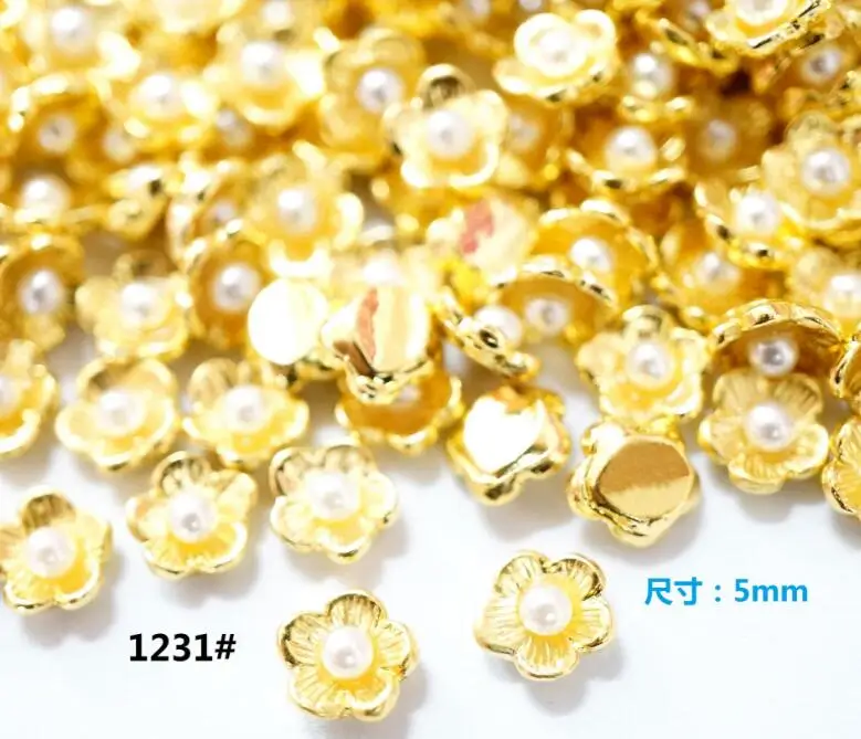 

New 100 Pcs 3D Gold Rose Flower Nail Art Decorations Rhinestones Alloy DIY Nail Supplies