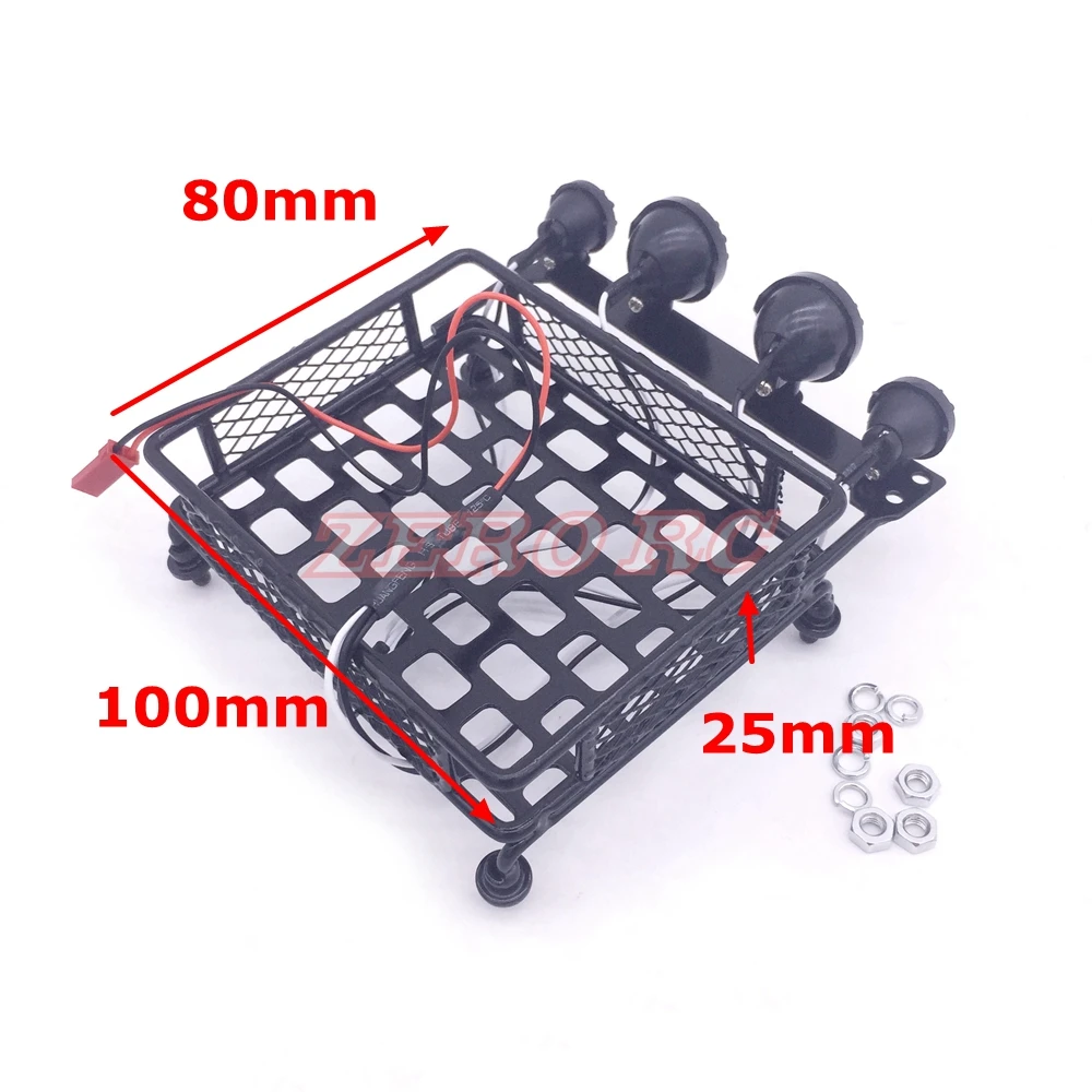 Полностью металлический багажный стеллаж на крышу с 4 белыми светодиодами черный