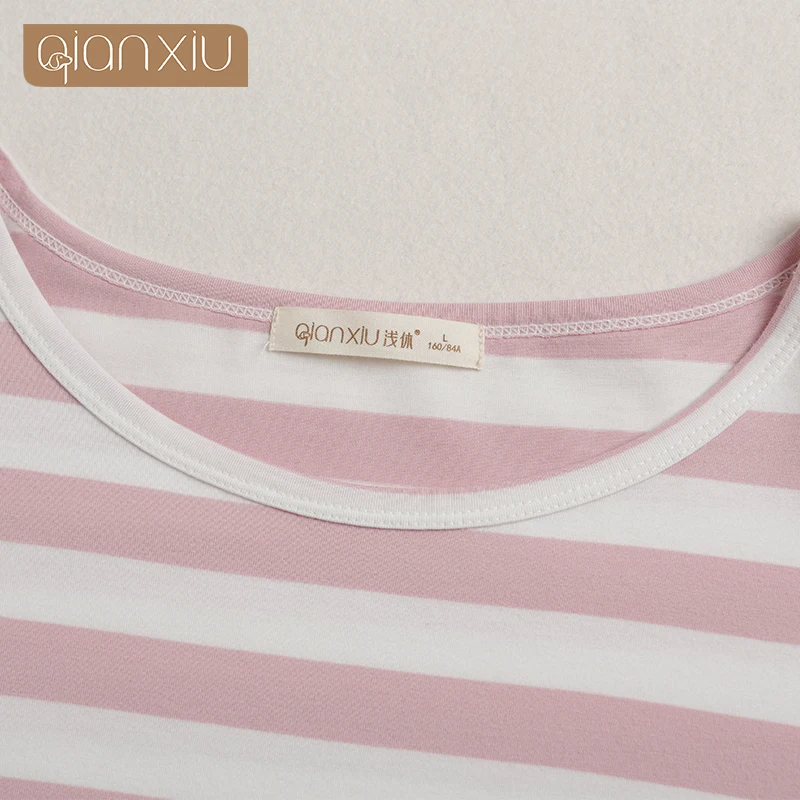 Женская пижама до колена с круглым вырезом и длинными рукавами | одежда