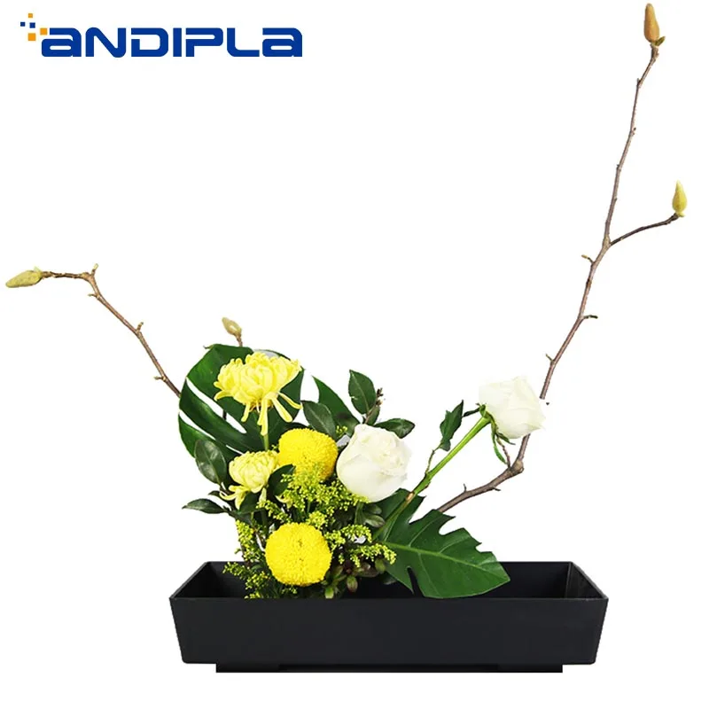 Японский учебный цветочный горшок Ikebana чистый прямоугольник пластиковый ваза
