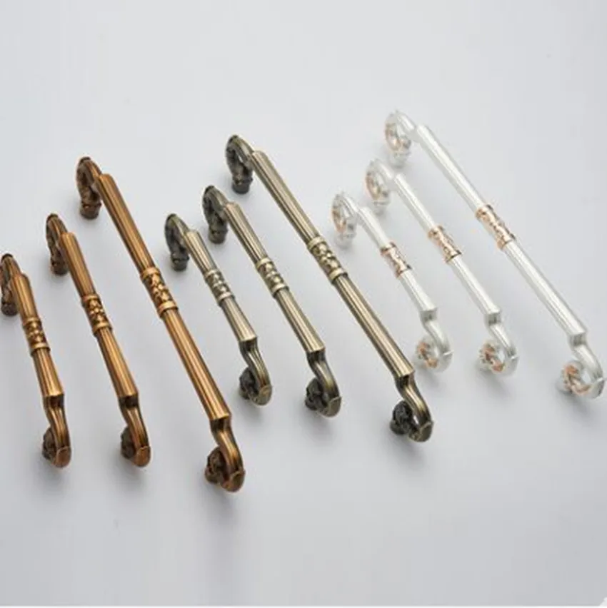 Желтая бронзовая ручка для кухонного шкафа в стиле ретро 96 мм 128 192 серебристая