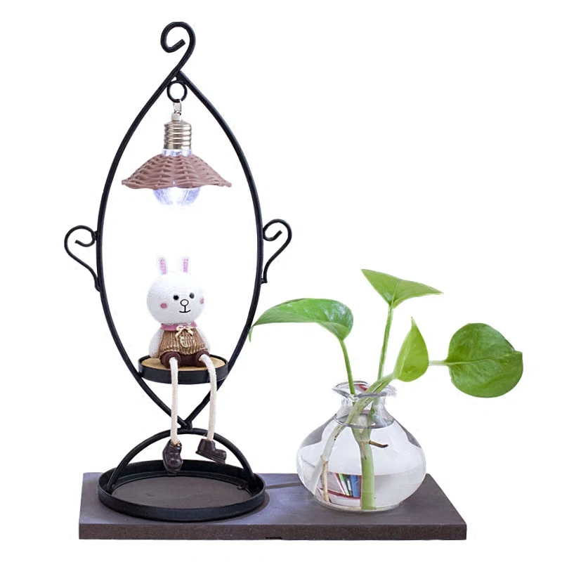 Ваза Стеклянная Прозрачная с изображением медведя Минни и кролика|glass vase|vase
