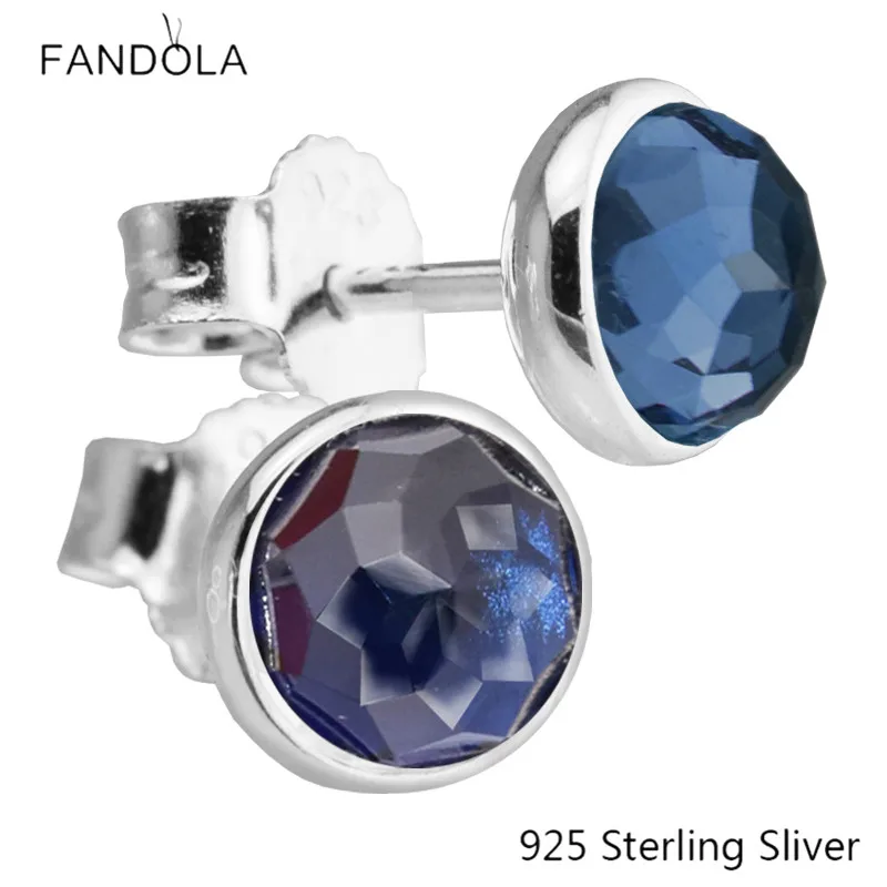 CKK 925 Sterling Silver September Droplets Sapphire Stud Earrings Original European Style Jewelry For Women | Украшения и