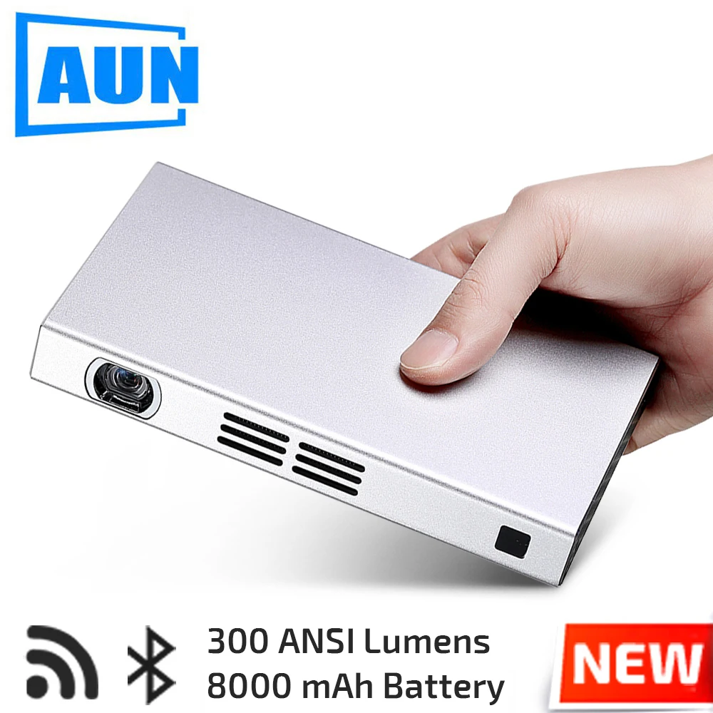 AUN DLP Wi Fi проектор D6S разрешение 1280*720 Android 5 1 Мини Bluetooth внешний аккумулятор 8000 мАч. HD