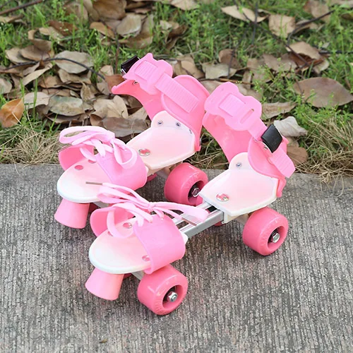 Pink Детские подарки, детские роликовые коньки, двухрядные, 4 колеса, обувь для катания на коньках, регулируемый размер, раздвижные Инлайн ролики для слалома, дети, мальчики, девочки - Цвет: Pink