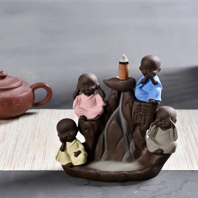The Little Monk Censer Creative Home Decor Small Buddha Incense Holder Backflow Burner Use In Gifts Dropshipping | Дом и сад