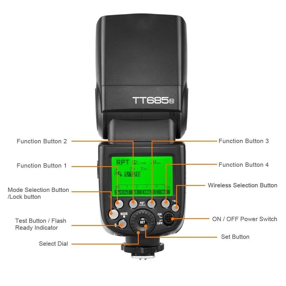 Godox TT685N 2,4G 18000s i-TTL GN60 Беспроводная быстродействующая Фото Лампа для вспышки CD15 (art.: 7a9252f38) - 7a9252f38