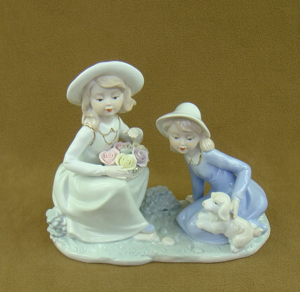 Винтажная фарфоровая статуэтка для детей и домашних животных Керамическая кукла