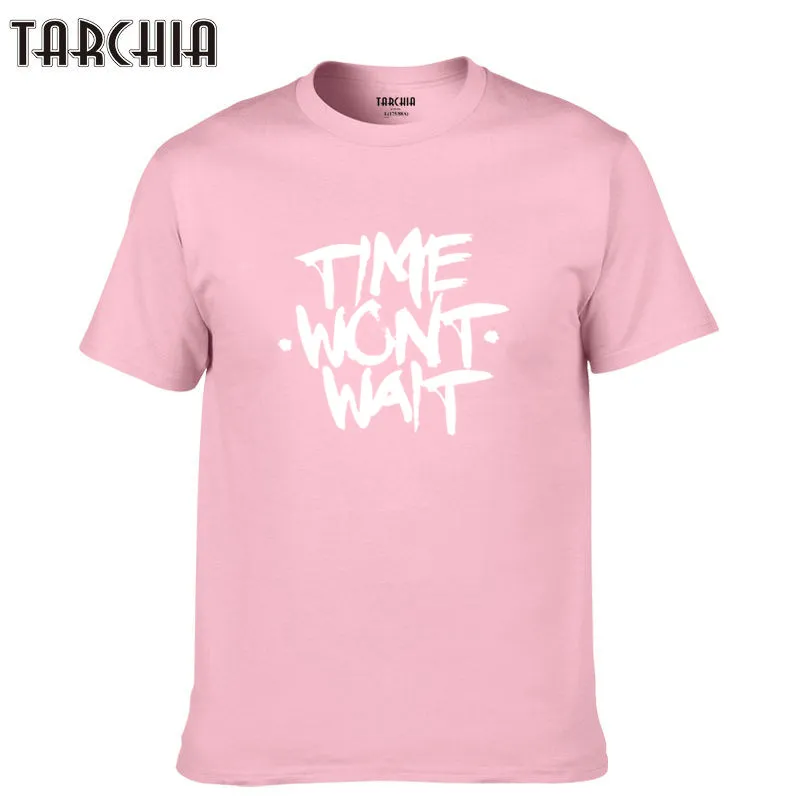 

TARCHIA 2021 Student Fashion Print T-Shirt Time Wont Wait Tee Shirts Cloth O-Neck Summer New Tops Boy Male Men Short Sleeve