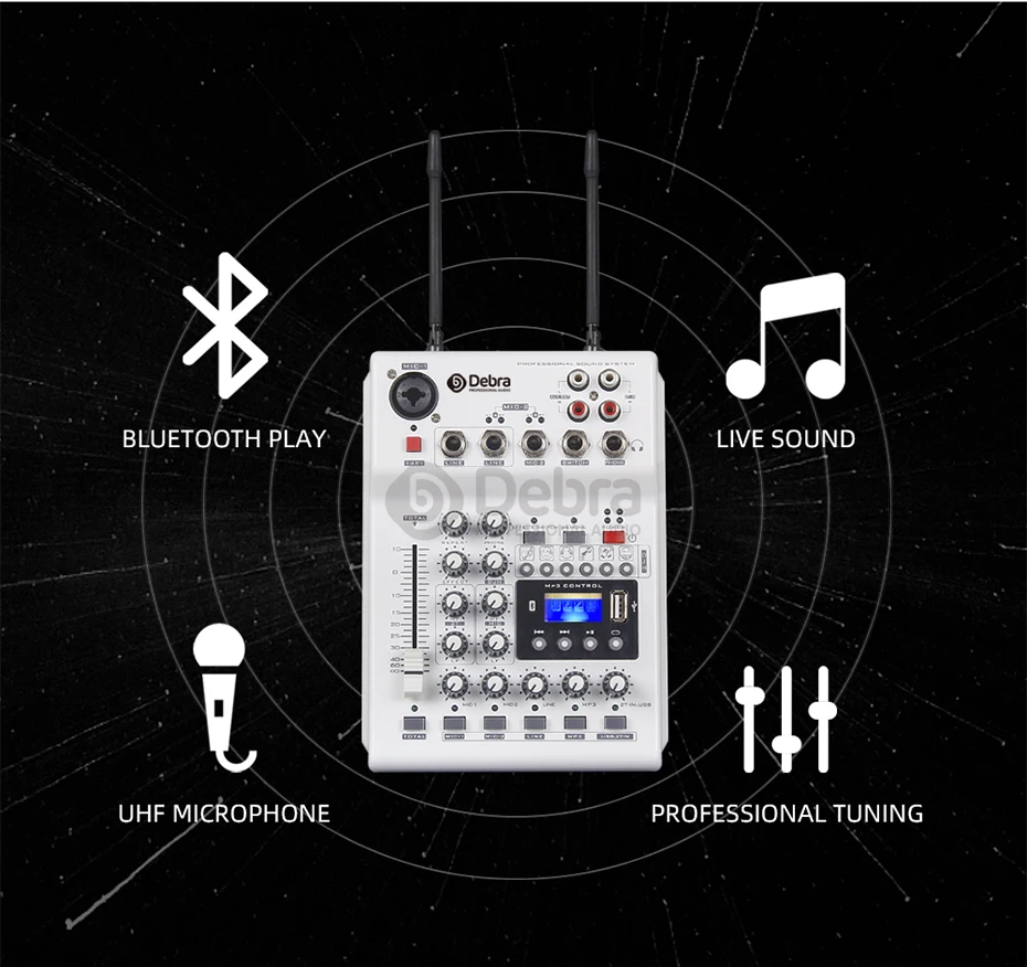 Бесконечное удовольствие! DJ консольный микшер звуковая карта с 2 канала УВЧ беспроводной микрофон для домашнюю студию Запись dj-сети Live караоке